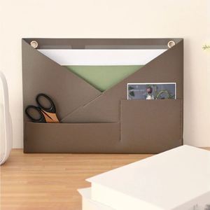 Wall Pocket Hanging Three-Layer <b>Small</b> Items Holder Wall Mount A4 Documents Cards PU Leather Clear File Letter Organizer - Product Image 4