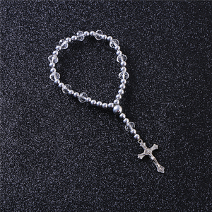 Komi Rosary CCB braccialetto di perline d'<span class=keywords><strong>argento</strong></span> in lega di gesus Cross Fashion gioielli religiosi braccialetto elastico - Product Image 1