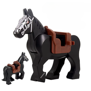 Modèle de cheval de guerre médiéval en blocs de construction, selle large, compatible avec les figurines, jouet à assembler, ornement de collection, cadeau pour enfants - Product Image 5