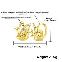 Grillz à double denture micro-pavé ajouré, plaqué or 18K, en cuivre et zircon, motif fleur, style Hip Hop, vente en gros