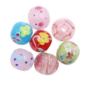 Vente en gros de 5mm plein trou fleur perles focales faites à la main 20mm rond cristal perles de verre au chalumeau pour le Japon <span class=keywords><strong>Kimono</strong></span> perles de ceinture - Product Image 1