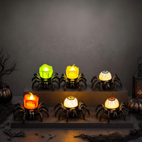 Bougies LED sans flamme en gros pour Halloween, en forme de citrouille et d'araignée, pour fournitures de fête, vente en gros, décoration de fêtes