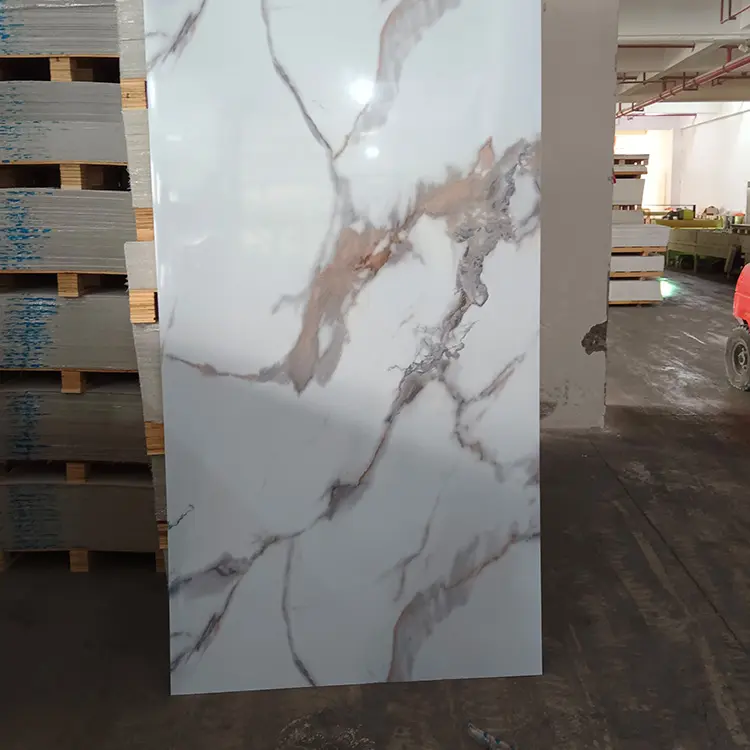 Hot Sale 1220*2440mm PVC Marble Interior Marble Grain Wall Panel UV Board for European American Markets