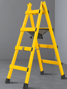 Échelle en acier noir rouge jaune Échelle d'ingénierie de décoration domestique <span class=keywords><strong>avec</strong></span> soudure en acier au carbone Escabeau à cadre en A - Product Image 3