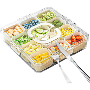 Bandeja dividida para servir con asa de tapas, 12 compartimentos, caja de aperitivos, juego de contenedores de almacenamiento de alimentos de plástico PP con tapa, estilo europeo - Product Image 2