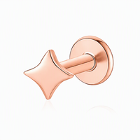S925 sterling silver four-corner star stud earrings, Minimalist style and fashionable, internal threaded cartilage hole design