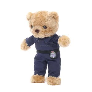 Hot Selling Custom Plush Bear Cute Uniform Fire Police Bear Event Souvenir Doll