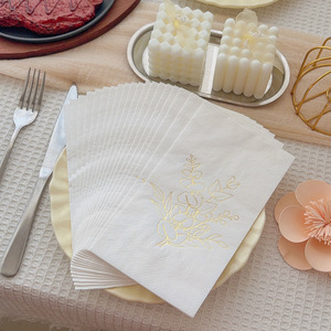 Paper Napkins 330mmx400mm Printed Gold Floral Design Themed Party Disposable Serviettes - Product Image 1