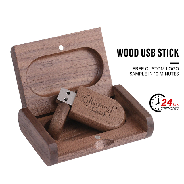 Jaster Free logo Custom Laser Engraved USB2.0 Wooden USB Flash Drive 64GB Oval Wood Stick with Business Wooden Material Pendrive