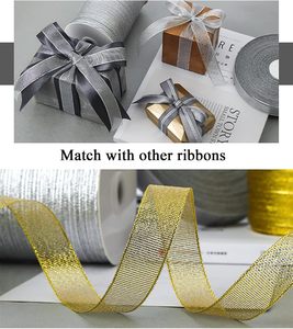 Cintas de Satén de Lujo de Doble Cara con Brillo Metálico Hongxing, Rollos de Cinta <span class=keywords><strong>para</strong></span> Envolver Regalos, <span class=keywords><strong>Manualidades</strong></span>, Costura, Decoración, Decoración Navideña - Product Image 4