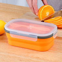 Conteneur à collation pliable en silicone de 1000 ml, homologué LFGB, compatible micro-ondes, avec fourchette