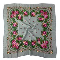 Syal cetak bunga Rusia syal mewah wanita gambar bunga persegi Bandana ikat kepala Ukraina syal kepala sapu tangan bungkus
