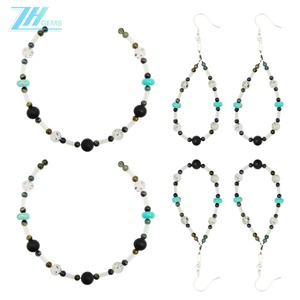 <span class=keywords><strong>Turquesa</strong></span> natural y ónix con cuentas de piedras preciosas de Cuarzo rutilado negro Conjunto de cuentas de piedra múltiple de cristal Joyería hecha a mano - Product Image 3