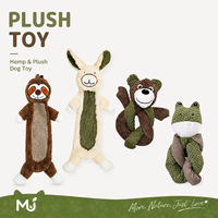 Jouet à mâcher interactif pour chien en peluche lapin en tissu chanvre, couineur, durable, pour le nettoyage des dents, pour chiens de taille moyenne/grande, blanc/marron, usage intérieur