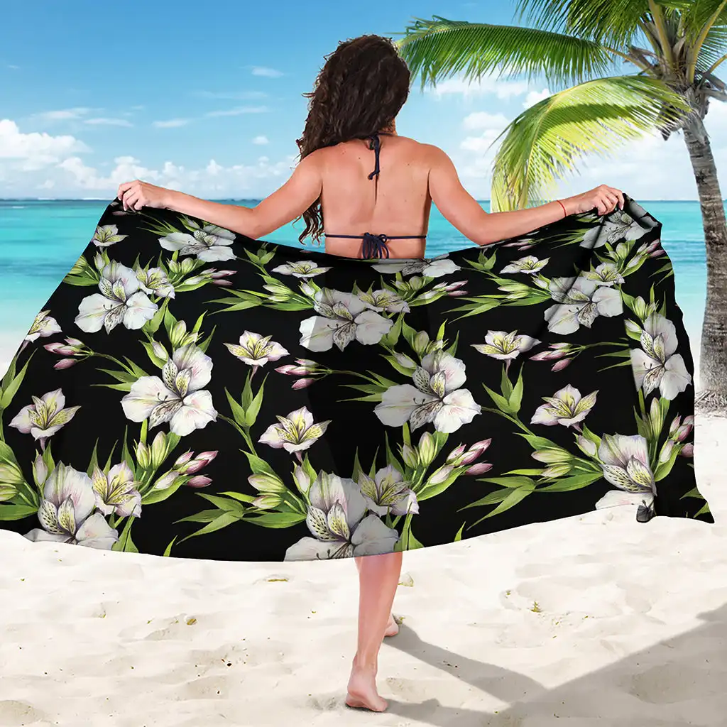 Sarong aquarelle alstroemeria motif de fleur hawaïenne Lavalava Sarong maillot de bain couvrir les femmes