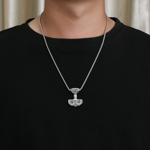 Collier marteau de Thor en argent tibétain, pendentif unisexe, cadeau, bijoux à la mode - Product Image 2