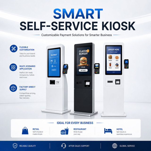 21.5 27 32.Inch Self Service Touch Screen Payment Terminal Wall Mounted QR Scanner Ticket Printer Ordering Payment Kiosk