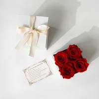 Ewige Blumenrosen-Geschenkbox, vier quadratische Boxen, hochwertiges DIY-Geschenk zum Geburtstag, Valentinstag, Großhandel