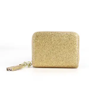 ZB346- Fashion tassel puller clutch metallic shinny glitter PU leather ladies wallets women small purse with credit card holder