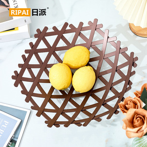 Ripai Iron Fruit <b>Basket</b> Round Metal <b>Storage</b> For Living Room Coffee Table Food Container - Product Image 1