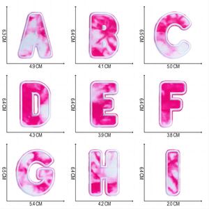 New Iron on 6.5CM Tie-dye Twill Embroidery Hot pink Letter Embroidery Letter Patch for Bag Clothes Hat Decoration - Product Image 4