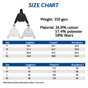 Sudadera con Capucha Corta y Cuadrada de Algodón de 350G con Estampado Personalizado para Hombre/Mujer - Product Image 5
