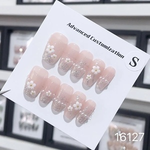 Haute qualité 10 pièces épais acrylique peint à la main ongles à presser <span class=keywords><strong>pas</strong></span> <span class=keywords><strong>cher</strong></span> à la main faux ongles pour le Style de conception d'application de doigt - Product Image 1