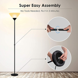 Ampoule LED pour salon avec abat-jour en lin Beige lampe autoportante moderne lampes pour chambres - Product Image 6