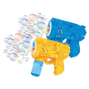 Summer Outdoor Bubble Blowing Toys with 10 Holes Blue Yellow Bubble Gun for Party Wedding