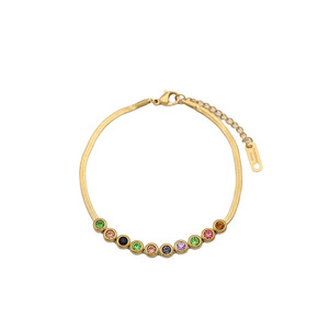 Gold Snake Chain Bracelet With Colorful Zircon Stones For Women Gift Jewelry - Product Image 5