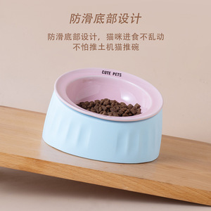 Cuenco de cerámica para mascotas, plato para alimentar y beber a perros y gatos, fácil de limpiar, forma redonda, PH20260402 - Product Image 4