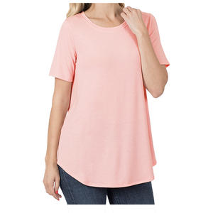 Breathable Ladies' Short Sleeve ROUND Neck <b>T</b>-<b>Shirt</b> Dolphin Hem Pullover <b>Plus</b> <b>Size</b> <b>Women</b> <b>T</b> <b>Shirt</b> New Fashionable Custom <b>T</b>-<b>Shirt</b> - Product Image 4