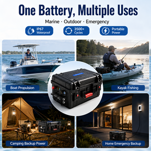 Batería Portátil de Ciclo Profundo LiFePO4 de 12.8V 25.6V, 50Ah 100Ah 200Ah 300Ah para Barco, Kayak, Yate, Motor Marino - Product Image 5