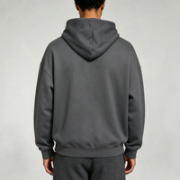 Sweat à capuche en molleton 100% coton gris vintage avec poche, 380 grammes, impression sérigraphique