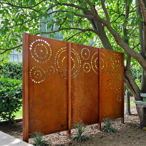 Panneau de clôture de jardin en acier Corten découpé au laser effet patine, <span class=keywords><strong>design</strong></span> rustique australien, treillis de pelouse, écrans d'intimité et séparateur autoportant - Product Image 1