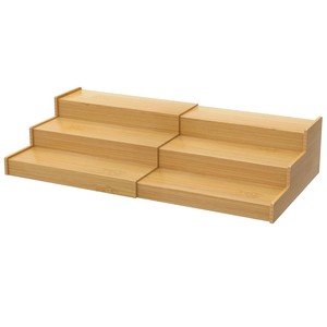 Étagère à épices en bois de bambou à trois niveaux, extensible et réglable, rangement de cuisine multifonctionnel, organisateur d'assaisonnements, profondeur 8-11,9 pouces - Product Image 1