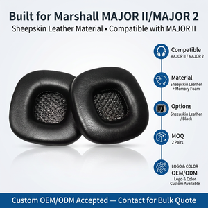 Coussin de remplacement en peau d'agneau compatible avec les pièces de réparation du casque <span class=keywords><strong>Marshall</strong></span> <span class=keywords><strong>MAJOR</strong></span> II/<span class=keywords><strong>MAJOR</strong></span> <span class=keywords><strong>2</strong></span> - Product Image 2
