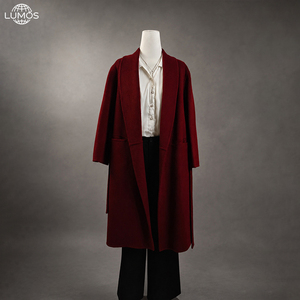 <span class=keywords><strong>Abrigo</strong></span> largo de lana para mujer Lumos Sample Support, con lazo en la cintura, elegante, con hombros caídos, estilo maxi, para otoño e invierno, con logotipo personalizado. - Product Image 2