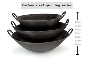 65cm Chinese Carbon Steel Non-Coated <strong>Wok</strong> for Gas &amp; Induction Cookers - Product Image 2