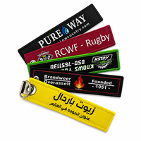 Porte-clés tissé avec logo personnalisé, étiquette brodée pour cadeaux promotionnels de marque