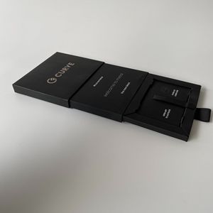 Curve Metal Card Case <b>Black</b> Rigid <b>Box</b> With Handle Gift Packaging High End Craft - Product Image 1