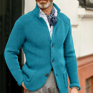 <b>Men's</b> Slim Fit Stand Collar Knit <b>Cardigan</b> Autumn Winter Coat Plus Size Fashion Outerwear - Product Image 3