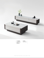 Ensemble de meuble TV et table basse en fibre de verre et pierre, moderne, luxueux, de haute qualité, extensible, multifonctionnel et écologique