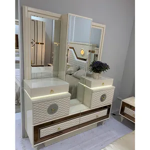 터키 현대 호화스러운 침실 가구 침실 한 벌 침대 백색 가죽 침대 가정 가구 침실 세트 표준 크기 10-30 일