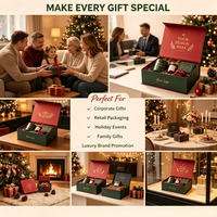 Boîte cadeau rigide personnalisable pour Noël, avec logo en estampe à chaud, intérieur en soie, boîte cadeau de Noël en carton premium