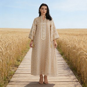 Robe Abaya Longue Élégante en Polyester Brodé de Luxe pour Femmes Musulmanes Fournisseur en Gros Personnalisé - Product Image 1