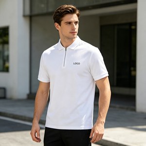 OEM short sleeve Men's Polo <b>Shirt</b>,<b>half</b> zipper pique mesh fabric Polo <b>Shirts</b> for Men,Custom 100% Cotton 350g high quality summer - Product Image 4