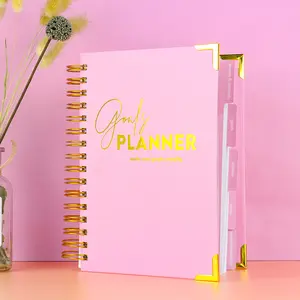 Benutzer definierte A5 Pink Spiral Weekly Wellness Ziel Tagebuch Journal Planer Buch Notizbuch für Geschenk