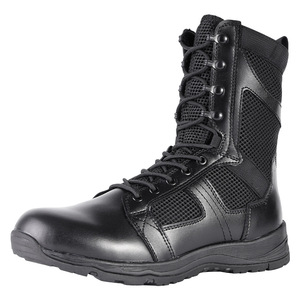 รองเท้าบูท Flying Fish Tactical สีดำ แบบหุ้มข้อสูง หนังเย็บต่อกัน กันลื่น สำหรับฝึกซ้อมรบและกิจกรรมกลางแจ้ง รองเท้าบูทผู้ชาย ส้นเตี้ย แบบมาตรฐาน - Product Image 2