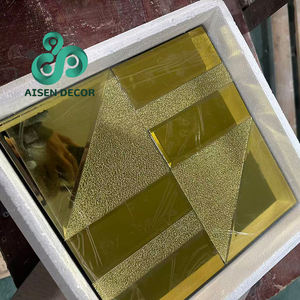 AISEN DECOR Vente en gros de carreaux de miroir muraux autocollants dorés biseautés <span class=keywords><strong>30x30</strong></span> cm, carreaux de mosaïque miroir - Product Image 4